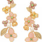 Gold-Tone Pastel Petals Linear Earrings