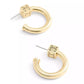 Gold Signature Quilted Cube Chubby Hoop Earrings