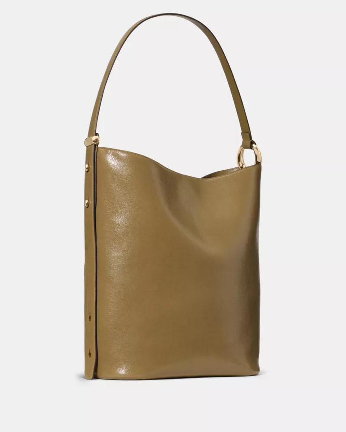 Halo Glazed Leather Large Bucket Bag