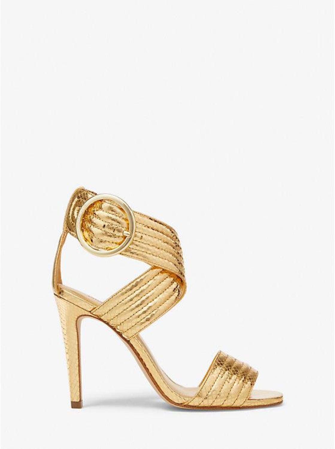 Remi Metallic Snake Embossed Leather Sandal