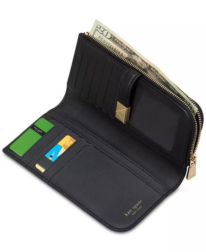 Deco Pebbled Leather Zip Slim Wallet