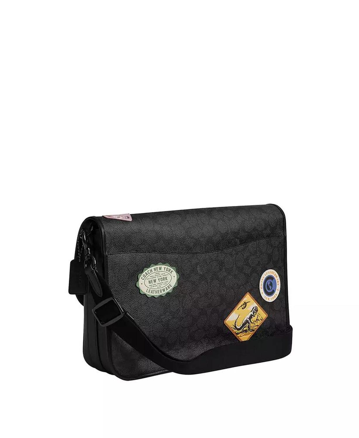 Men's Hitch Signature Canvas with Patches Messenger Bag