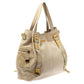 Michael Kors Cream Leather Buckle Side Pocket Shoulder Bag