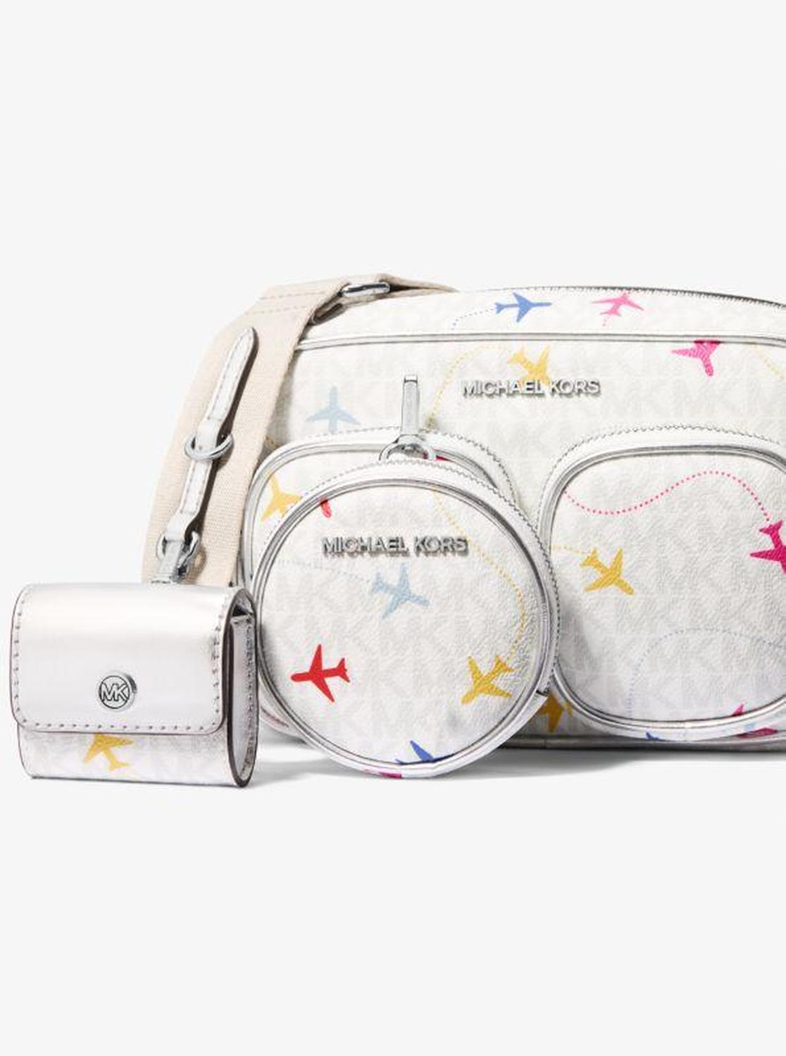 Jet Set Large Printed Signature Logo Crossbody Bag