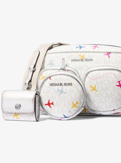 Jet Set Large Printed Signature Logo Crossbody Bag