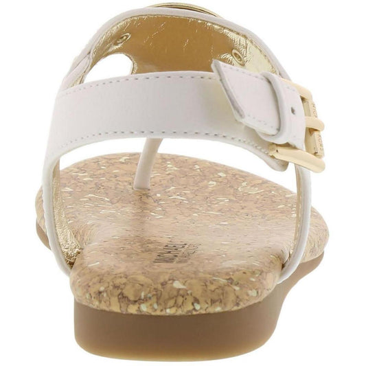 Womens Faux Leather T-Strap Thong Sandals