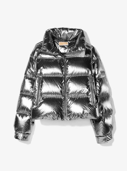 Metallic Nylon Ciré Puffer Jacket