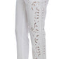 Dolce & Gabbana Elegant White Floral Cutout Dress Pants