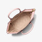Avril Large Leather and Logo Jacquard Satchel
