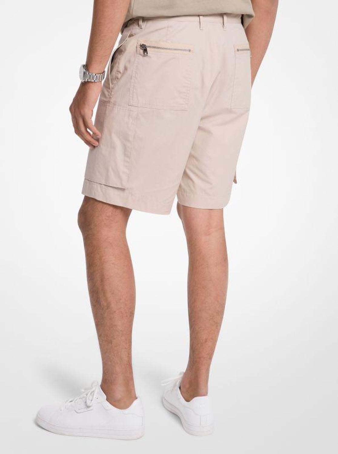 Cotton Poplin Zip Cargo Shorts