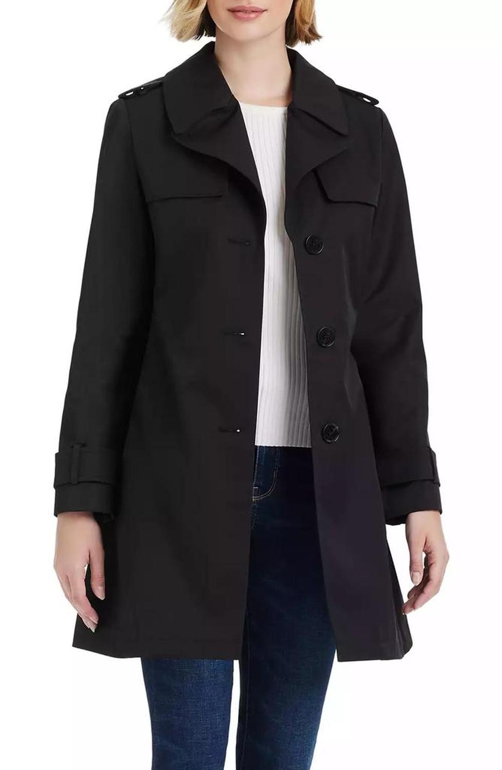 Women's Short Single-Breasted Pleated Back Trench Coat
