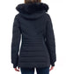 Women's Chevron Faux Fur Hooded Coat In Black