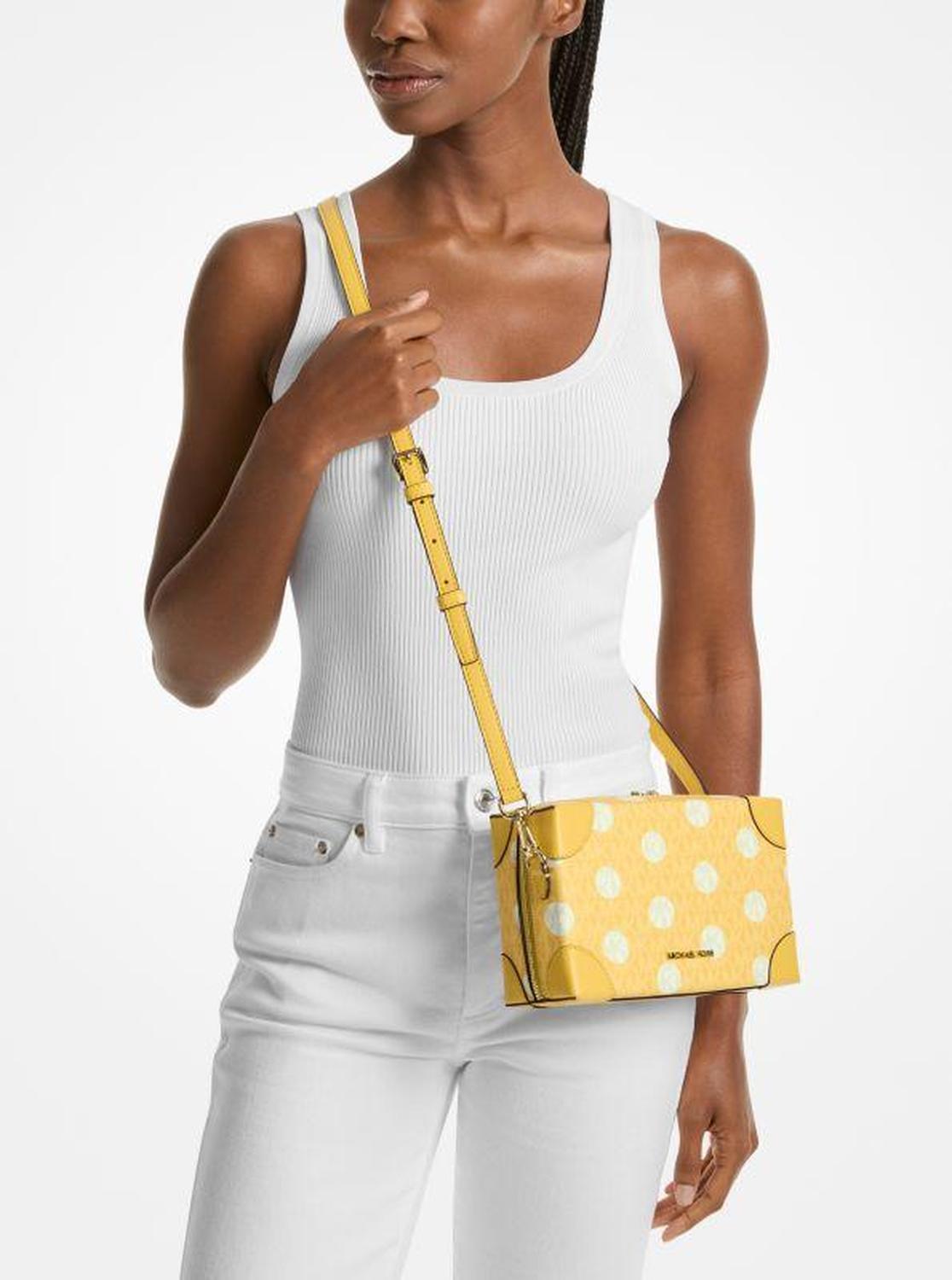 Jeanie Small Polka Dot Signature Logo Trunk Crossbody Bag