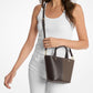 Flora Medium Signature Logo and Pebbled Leather Crossbody Bag