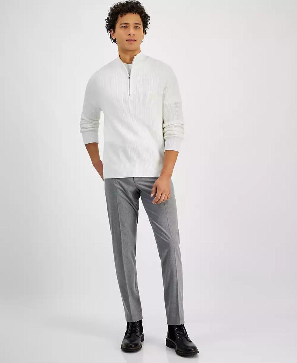 Men's Modern-Fit Mixed-Stitch 1/4-Zip Sweater