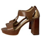 Berkley Block-Heel Sandals in Luggage Brown Leather