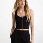 Ribbed Viscose Blend Zip-Up Tank Top