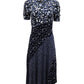 Floral Print Paneled Midi Dress in Multicolor Viscose