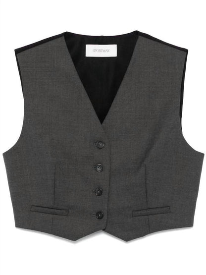 Adesso Cropped Stretch Wool Waistcoat In Grey