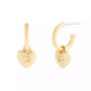 Gold Plated Heart Huggie Drop Earrings