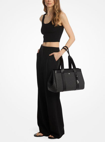 Romee Large Signature Logo and Leather Tote Bag