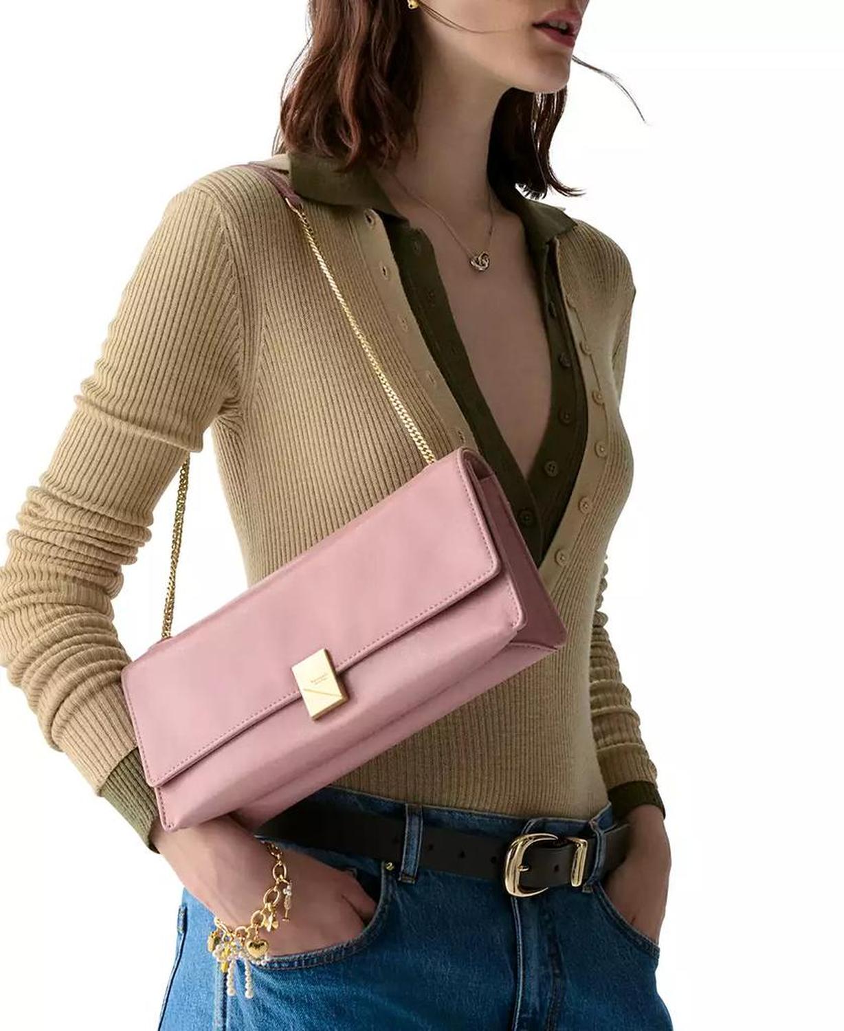 Deco Glazed Leather Soft Shoulder Bag