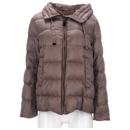 The Cube Quilted with Hood Down Jacket in Brown Polyester