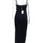 Marchesa Notte Womens Back Zip Side Slit Satin Embellished Gown Navy