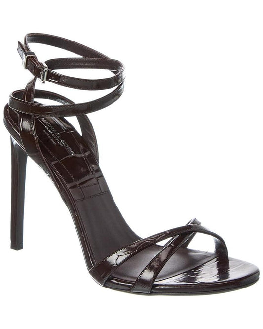 Chrissy Runway Croc-Embossed Leather Sandal