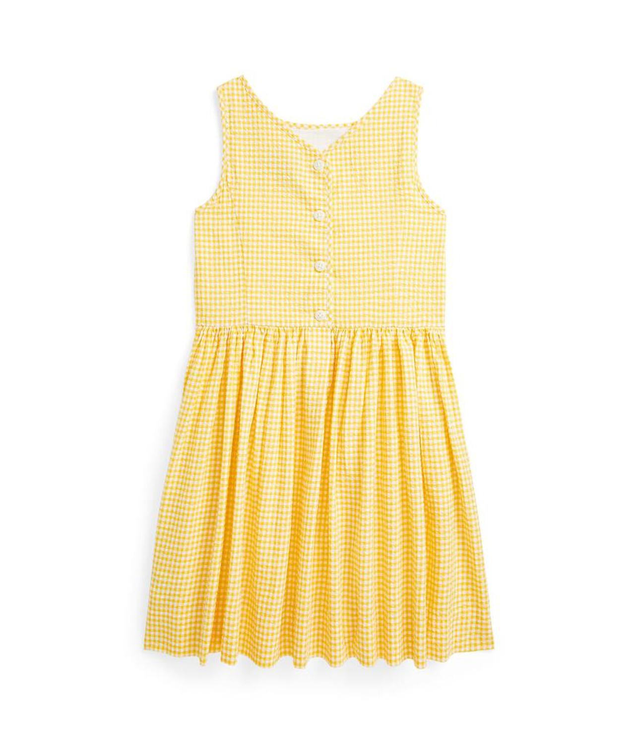Gingham Cotton Seersucker Dress (Big Kid)