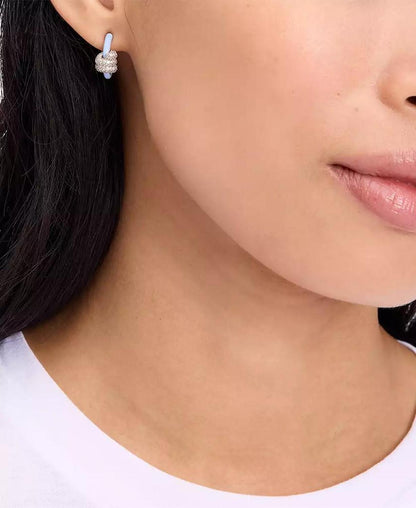 Small Pavé Knot Hoop Earrings, 0.62"