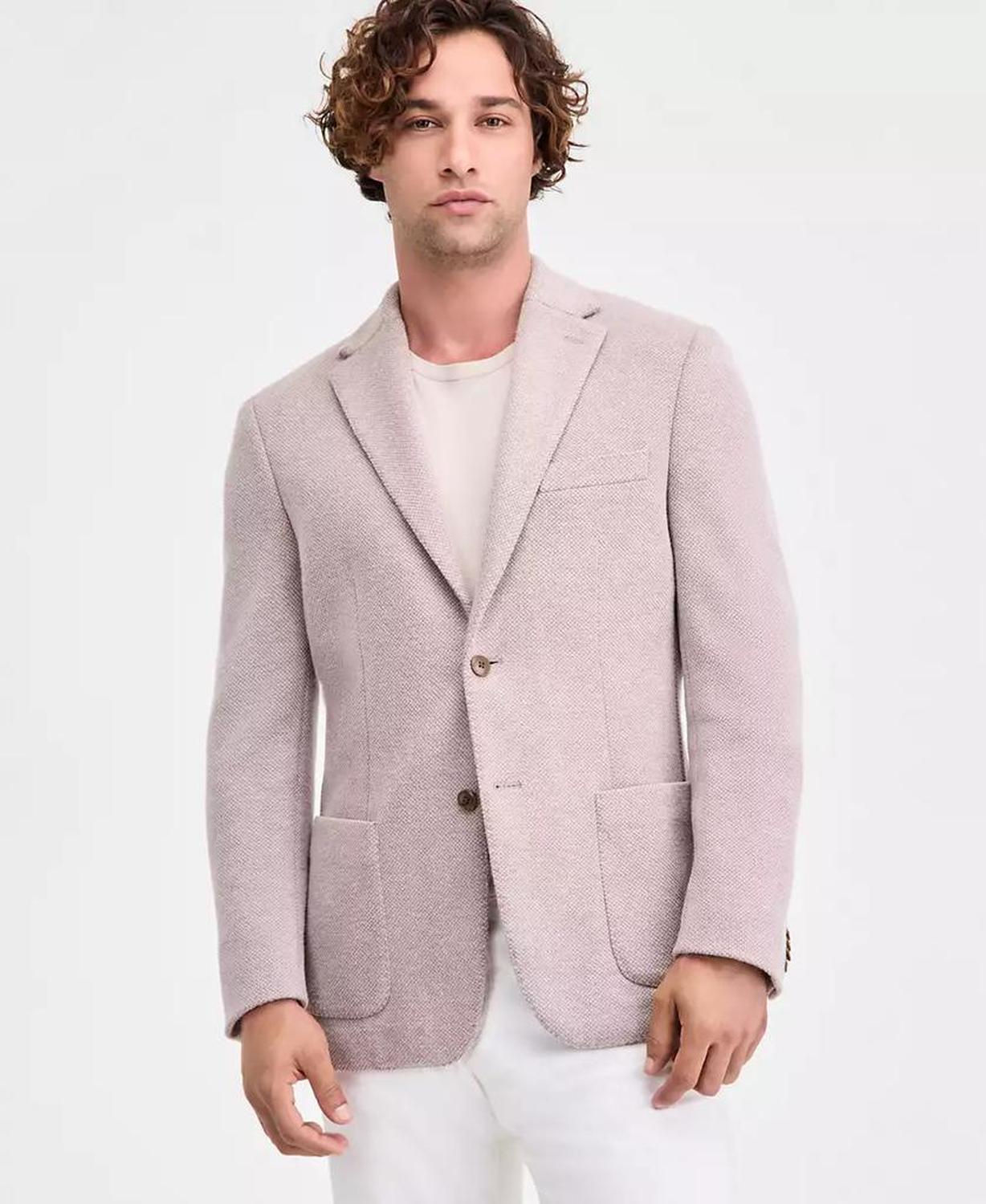 Men's Classic-Fit Stretch Oatmeal Knit Sport Coat
