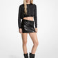Metallic Logo Jacquard Cropped Zip-Up Cardigan
