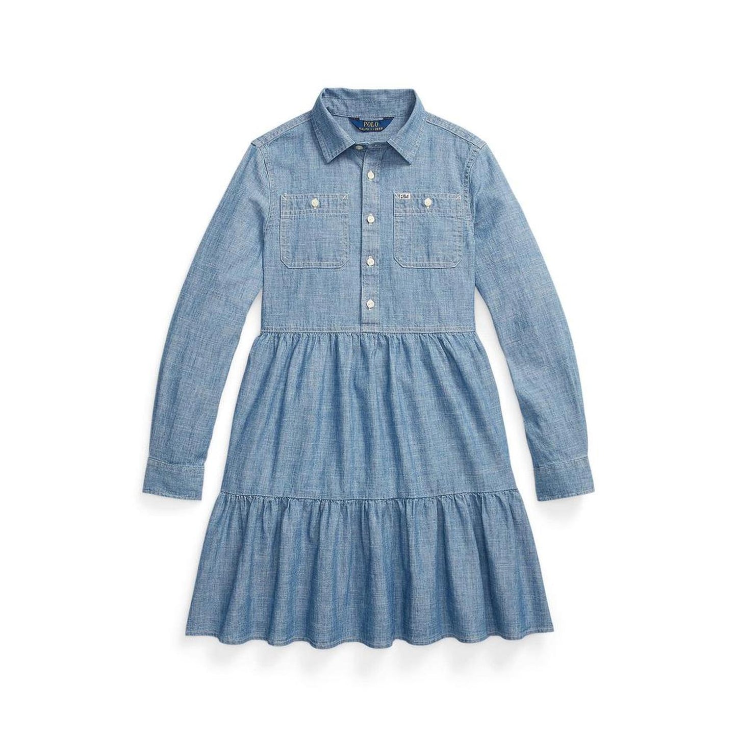 Tiered Chambray Shirtdress (Big Kids)