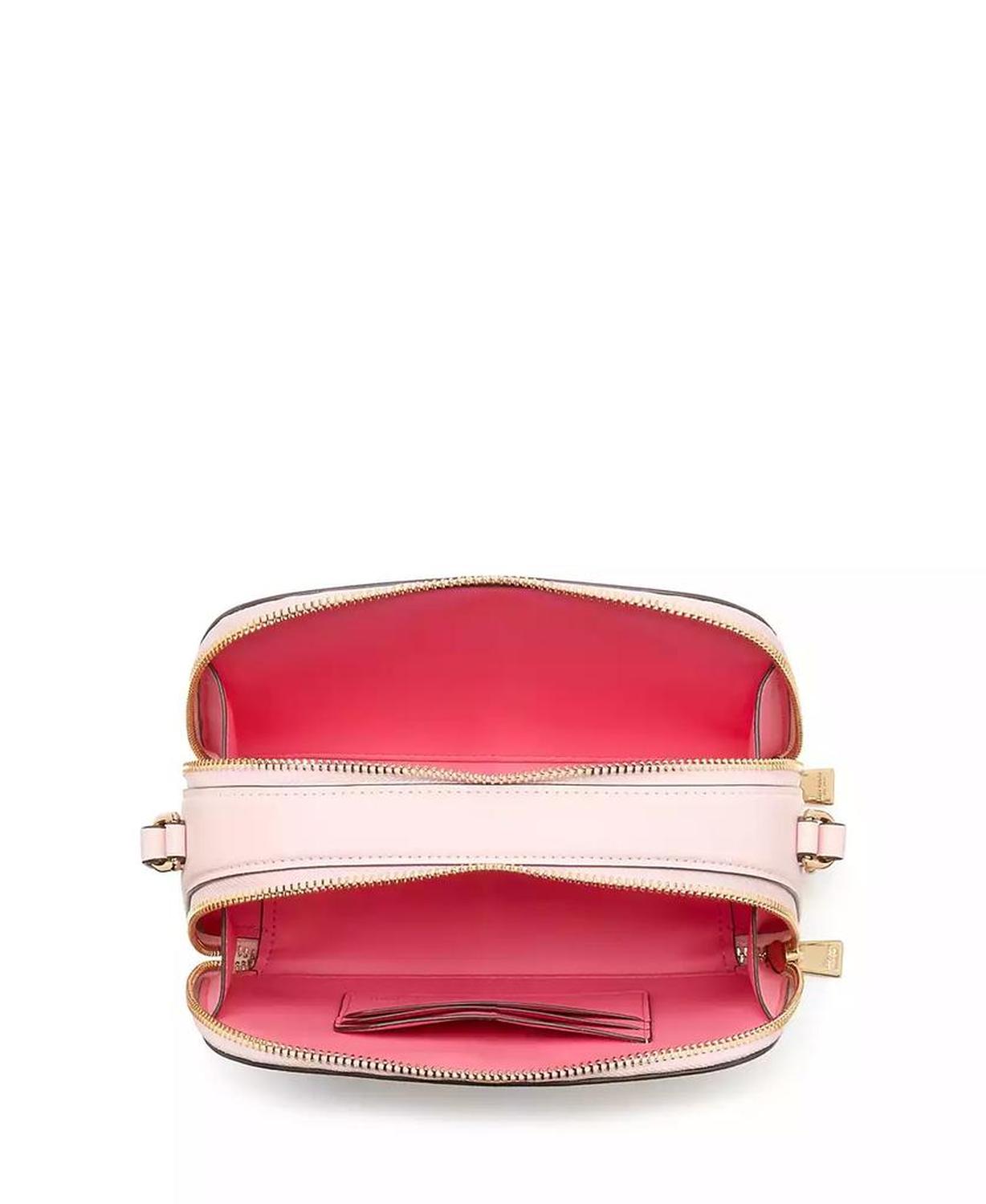 Devin Saffiano Leather Double Zip Dome Crossbody Bag