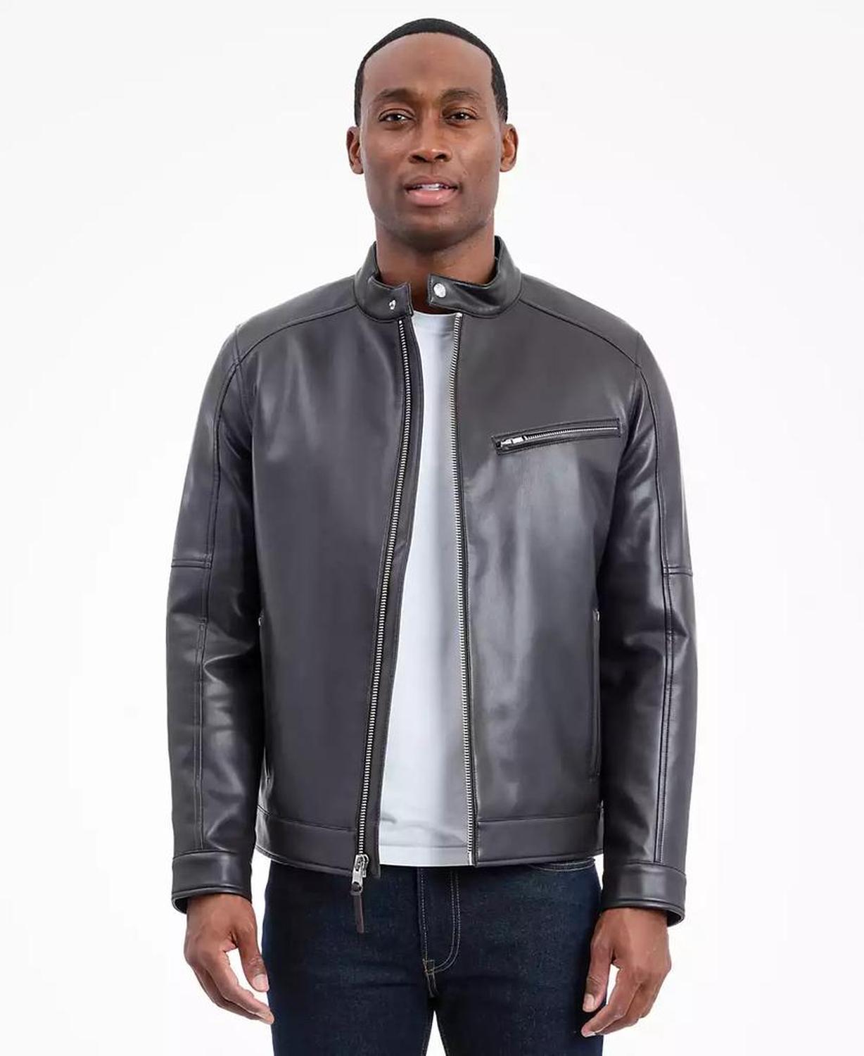 Men's Faux Leather Moto Jacket