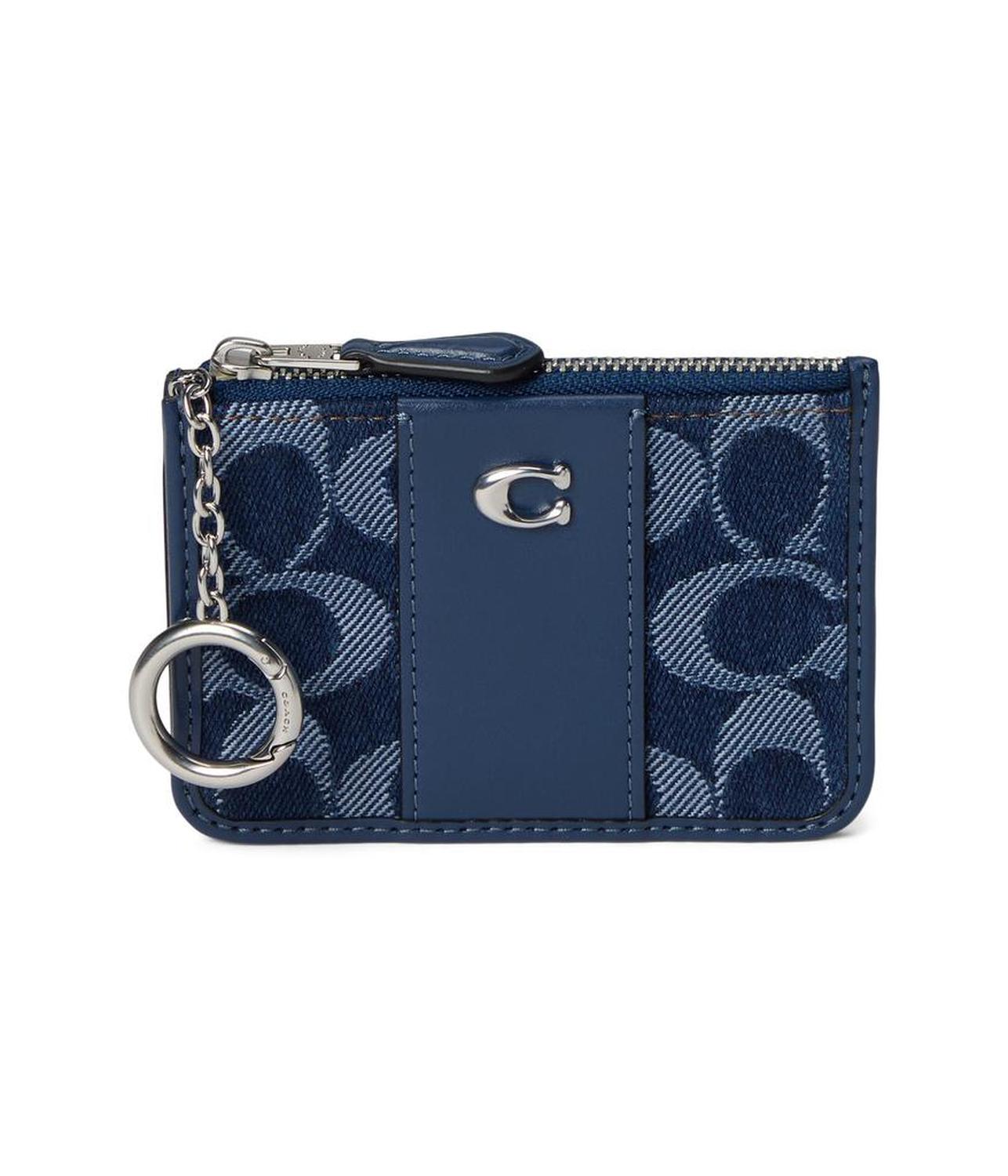 Essential Mini Id Card Case In Signature Denim