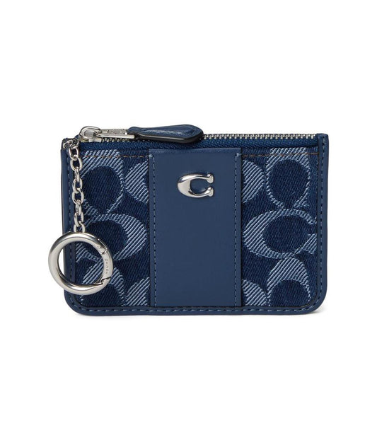 Essential Mini Id Card Case In Signature Denim