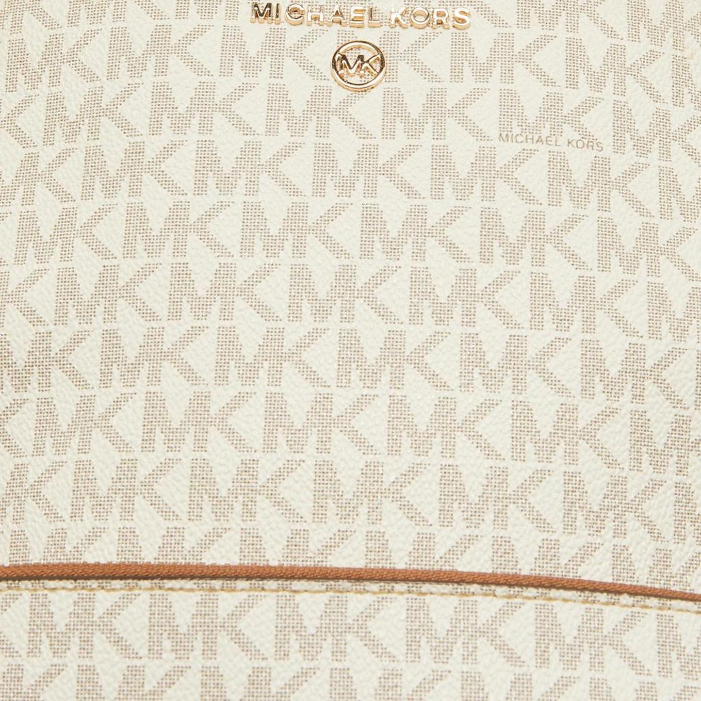 Michael Kors Brown/white Signature Coated Canvas And Leather Valerie Backpack