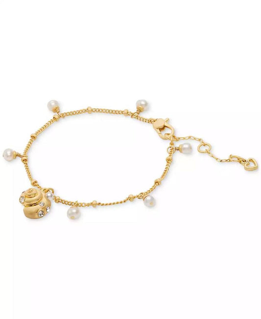 Gold-Tone Mixed Stone Shell Charm Bracelet