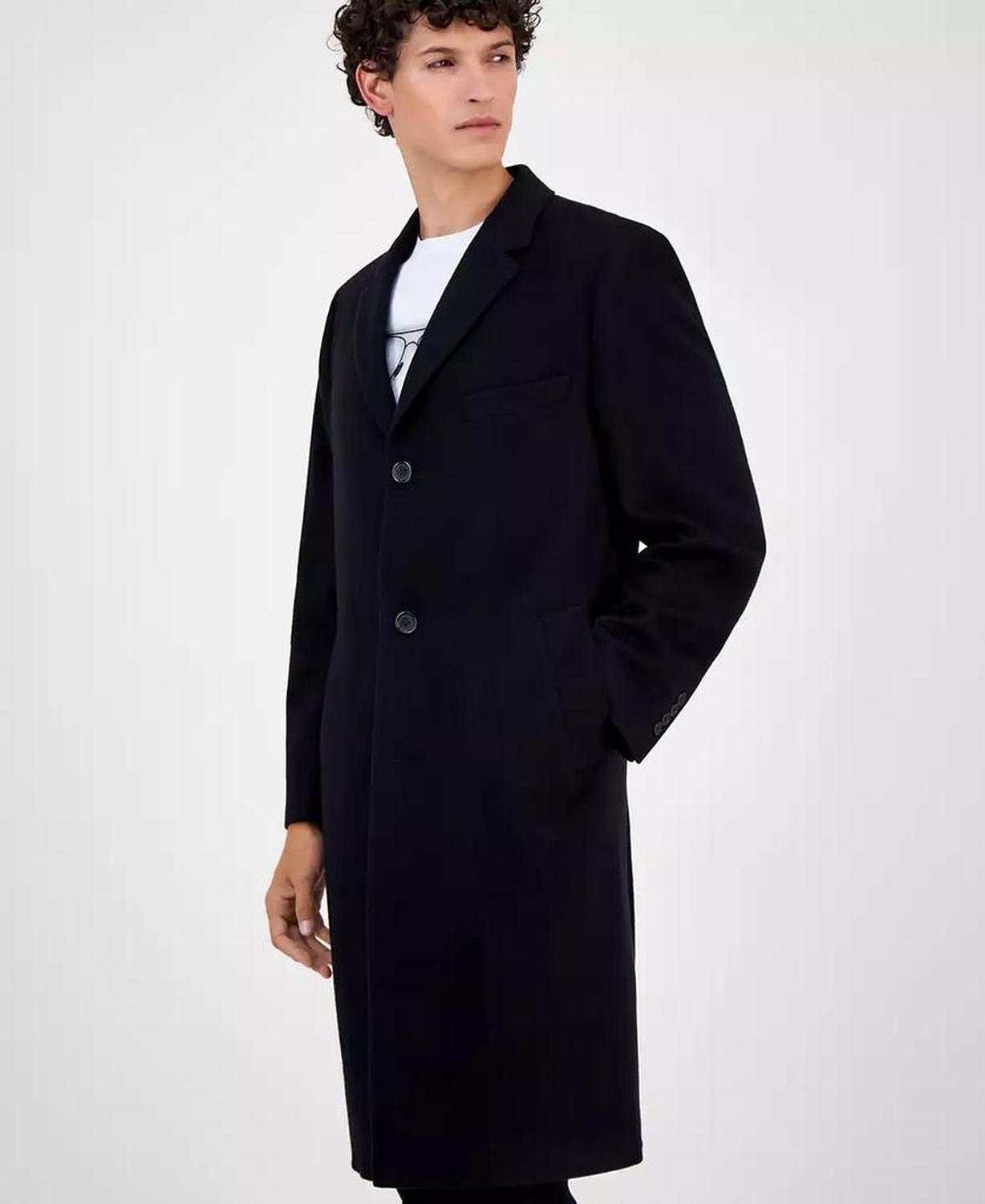 Men's Classic-Fit Solid Pure Cashmere Overcoat