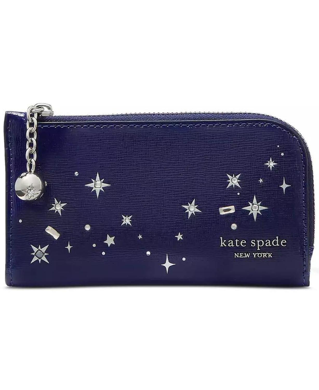 Devin Embellished Small Slim Bifold Saffiano Leather Wallet