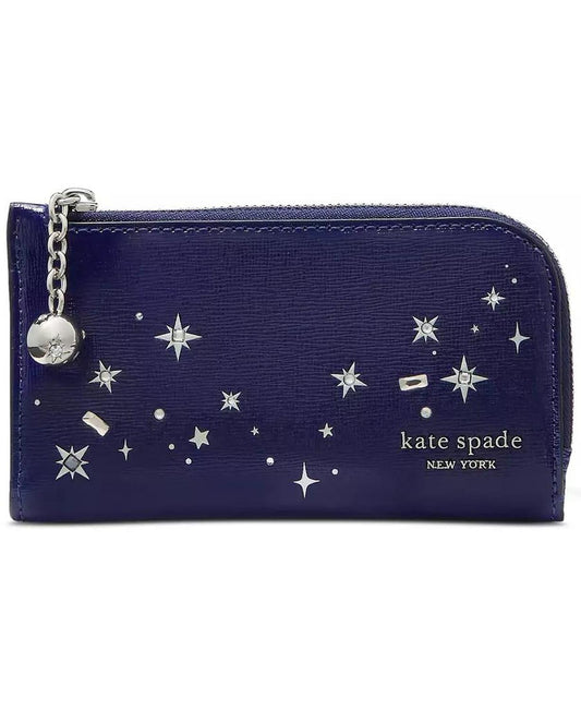 Devin Embellished Small Slim Bifold Saffiano Leather Wallet