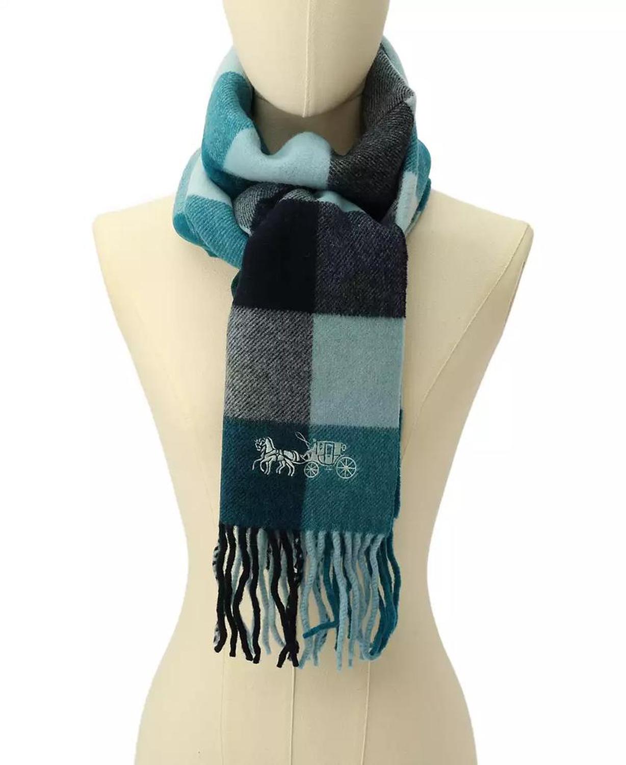 Women's Wool Checkered Fringe-Trim Scarf
