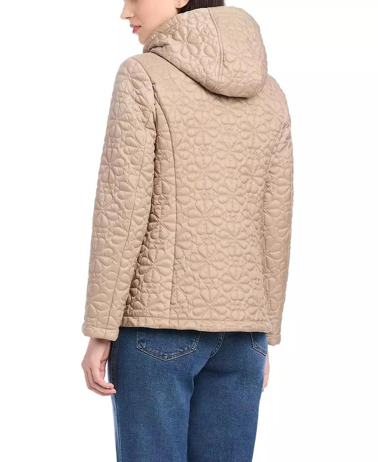 Women's Short Spade Flower Quilted Jacket W/ Hood