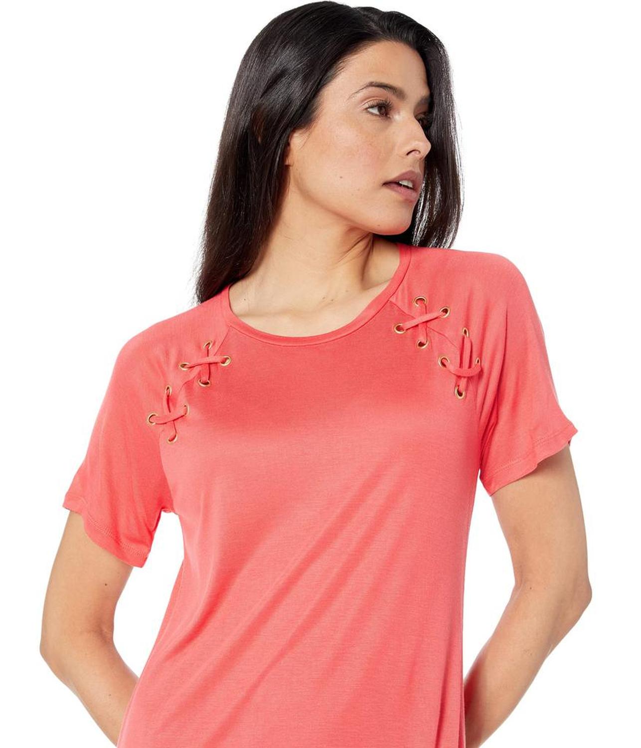 Lace-Up T-Shirt Dress