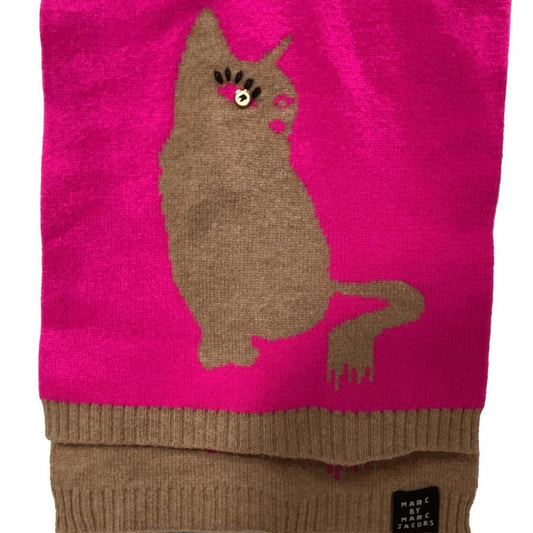 Marc by  Cat Scarf and Gloves in Pink and Brown Wool