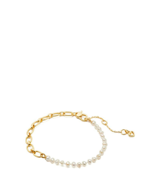 Chain And Pearl Line Bracelet