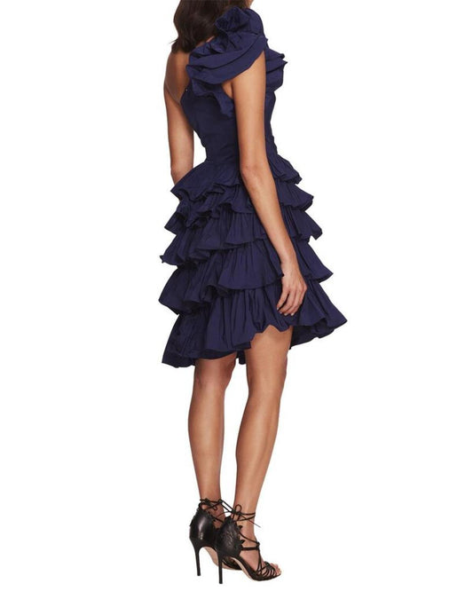 Marchesa Notte One-Shoulder Mini Dress