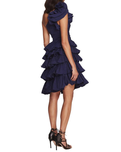 Marchesa Notte One-Shoulder Mini Dress
